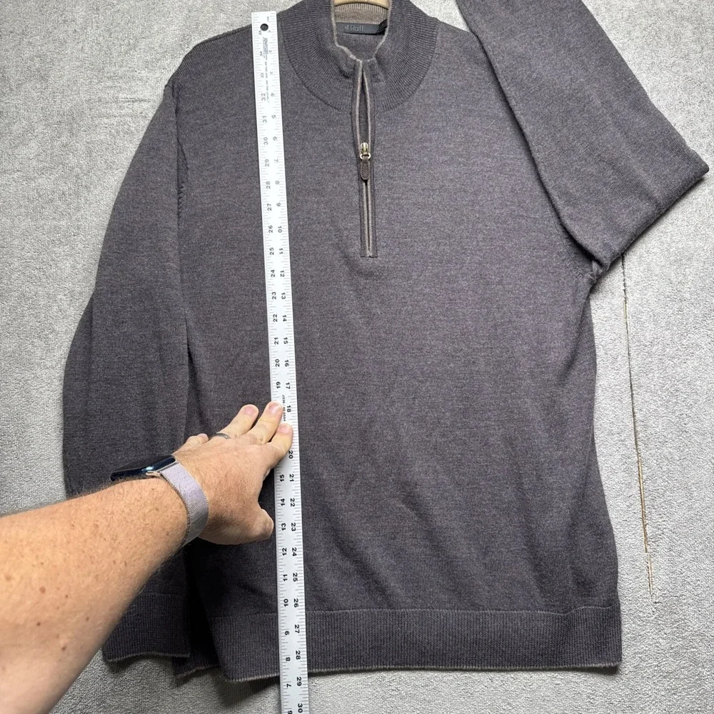 Raffi Men's Merino Wool 1/4 Zip‎ Sweater Large Purple Brown Preppy Old Money